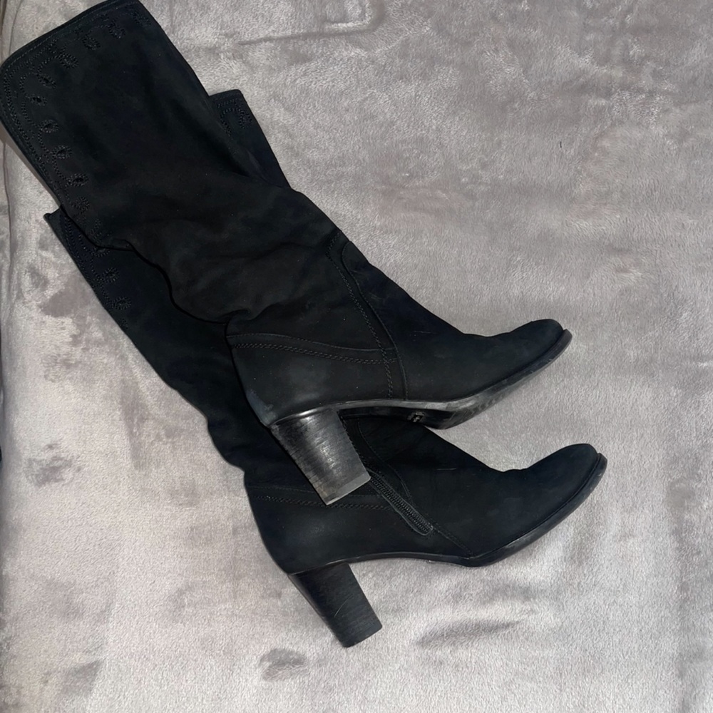 CALIPSO Italian suede Knee High black Platform boots/ heeled boots